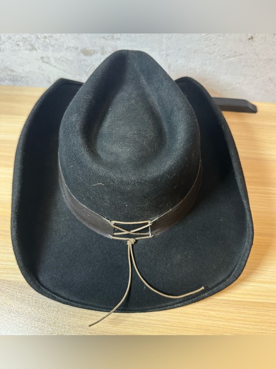 Scala Black Cowboy Hat with Studded Brown Band wool felt - Picture 4 of 8